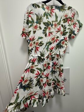 Primark White Tropical Floral Tie-Front Mini Dress